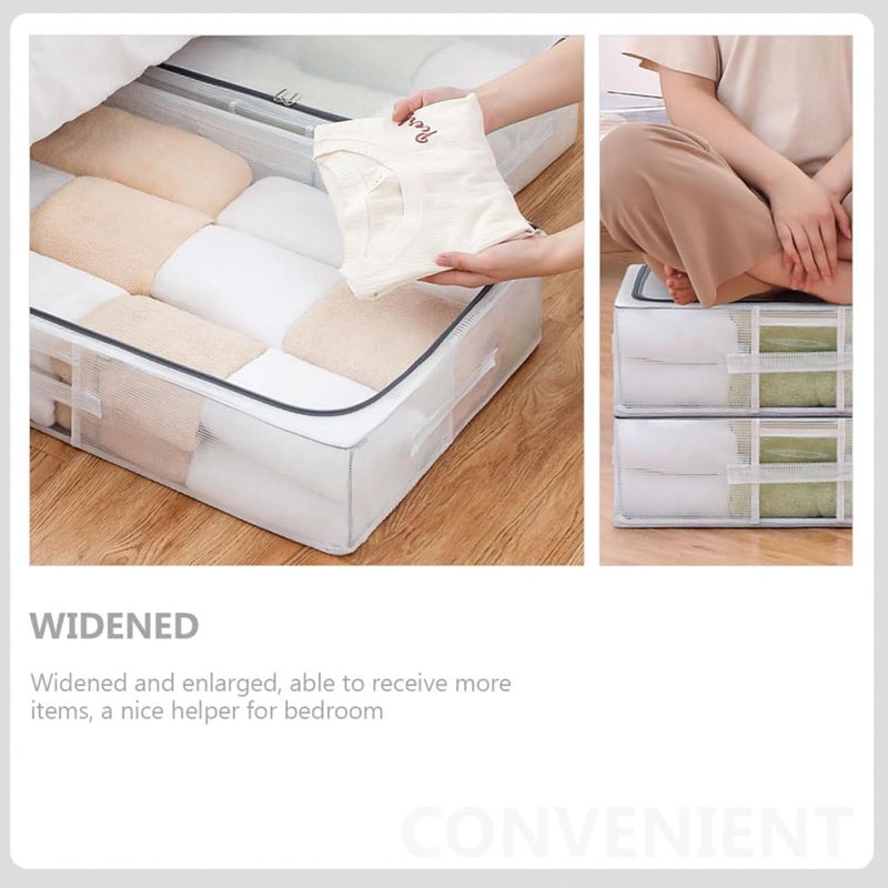 Maykela Under Bed Storage Box Foldable Storage Bag Organizer with Reinforced Handle Clear Window Foldable Underbed Storage Container for Shoe Organizers for Home School 30L - Image 4