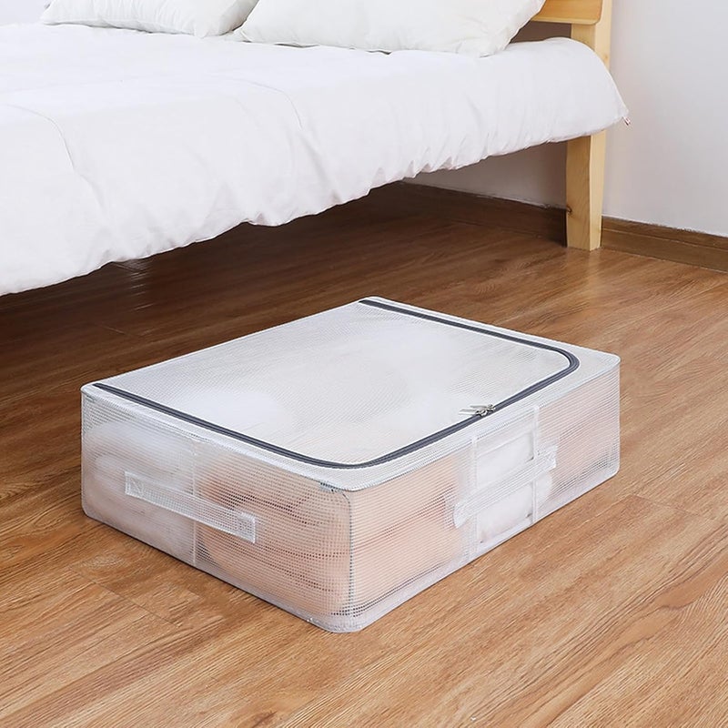 Maykela Under Bed Storage Box Foldable Storage Bag Organizer with Reinforced Handle Clear Window Foldable Underbed Storage Container for Shoe Organizers for Home School 30L - Image 1