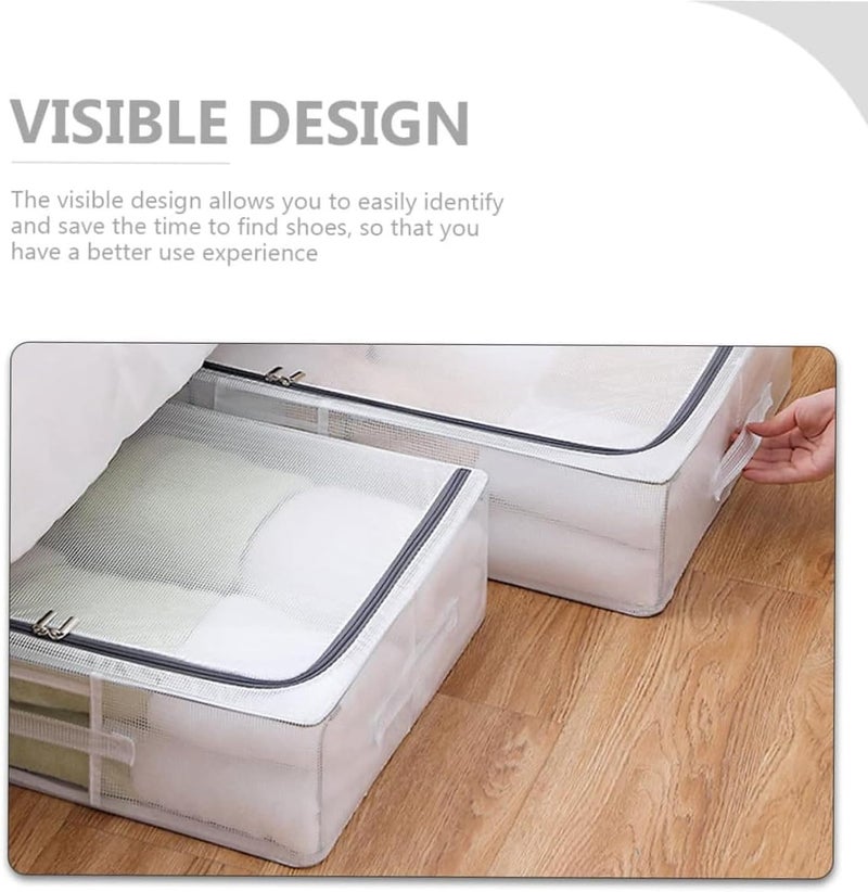 Maykela Under Bed Storage Box Foldable Storage Bag Organizer with Reinforced Handle Clear Window Foldable Underbed Storage Container for Shoe Organizers for Home School 30L - Image 2