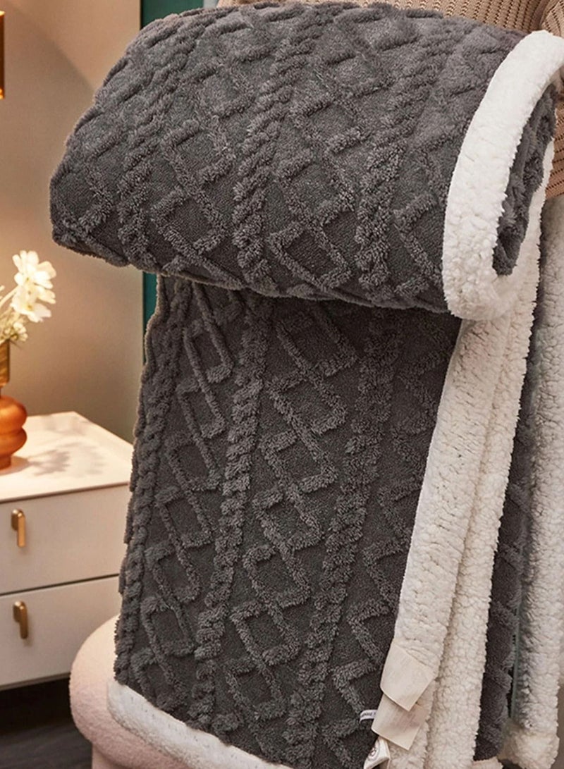 DubaiGallery Winter Double Layer Thick Blanket Soft Warm Sherpa Wool Blankets Geometric Plaid Taff Cashmere Lamb Throw Blanket Girls Gift - Image 4