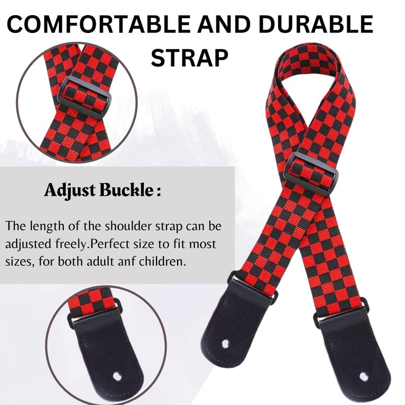 Mocking Bird Acoustic Guitar Bag Foam Padded Guitar Cover for 38, 39, 40, 41 inch with Adjustable Guitar Strap and Picks for Acoustic Electric Bass Guitar (Guitar Bag with Red Chess Strap) - Image 3