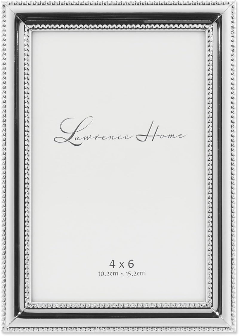 Lawrence Frames 510746 Silver-Plated Metal Picture Frame with Delicate Beading, 4x6-Inch - Image 1