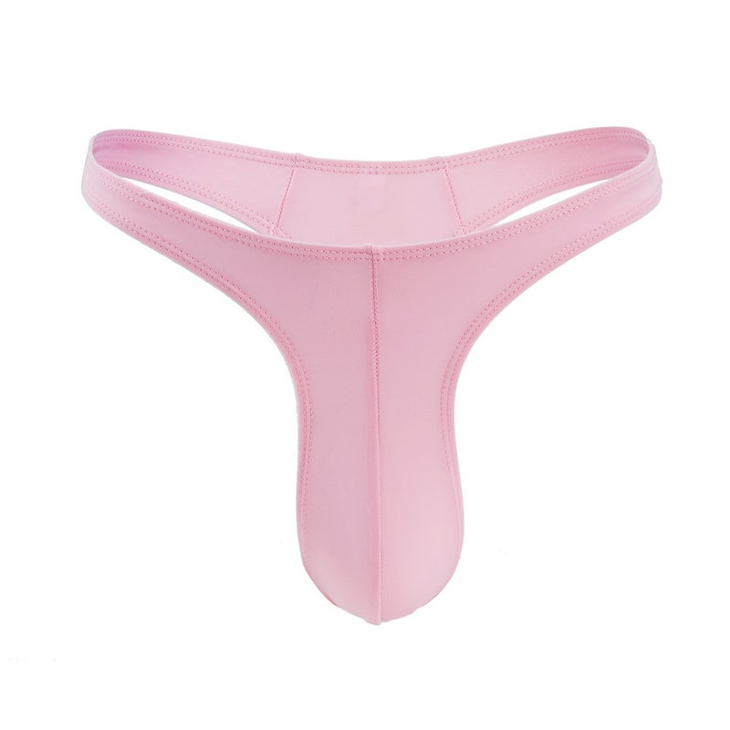 European and American Cross-border Mens Sexy Thongs Seamless Low Waist Sexy Adult Young Gay Mens Narrow Hip T-pants Pink