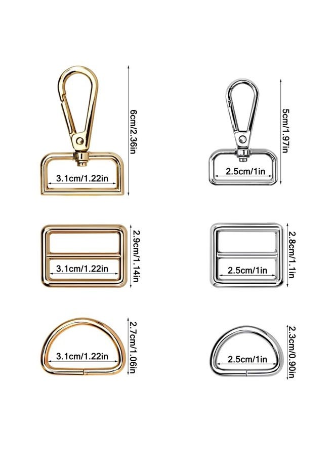 AFUNTA 30 Pcs D Rings for Purse Bag, AFUNTA Hardware Purse Heavy Duty Swivel Snap Hooks and Tri-Glide Slide Buckles for Bag Making Buckles Craft (25mm/31mm) - Image 2