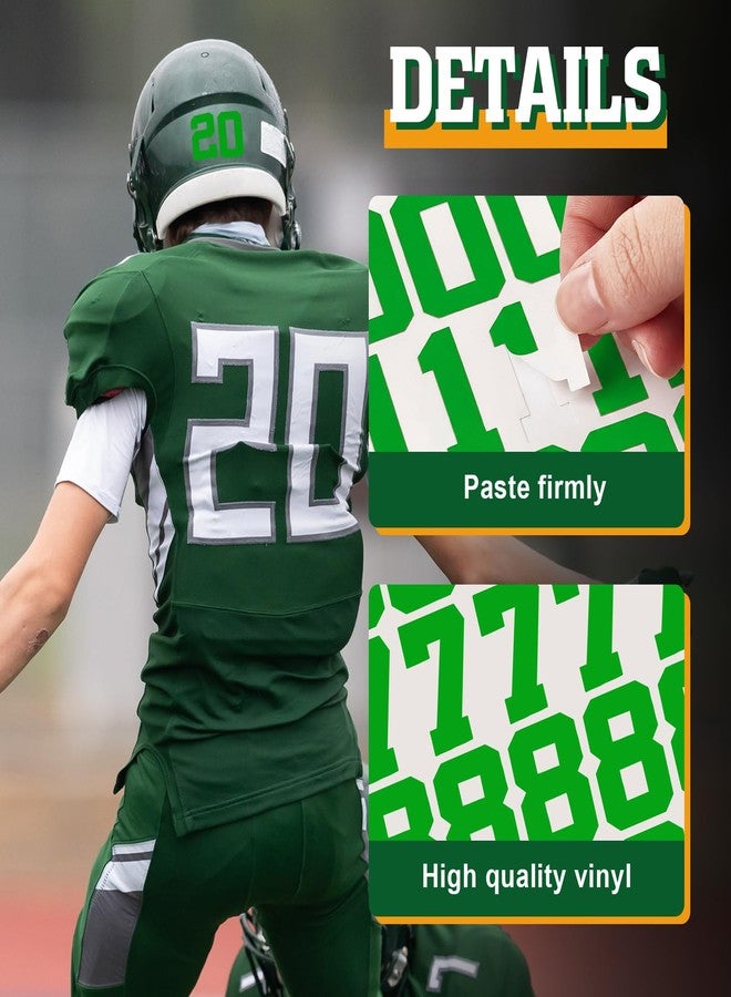 Epakh 102 Pcs Sports Helmet Numbers Sticker 1.25 Inch Vinyl Helmet Numbers Decals Self Adhesive Hockey Sticker for Baseball, Hockey, Football, Lacrosse, Batting(Green) - Image 4