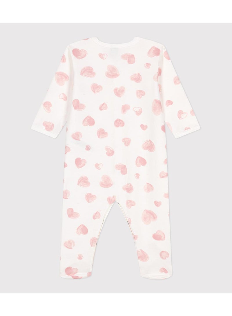 Petit Bateau Babies' brushed fleece heart-print pyjamas with a collar - Image 2