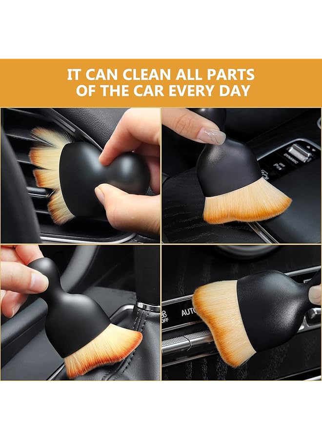 الثلاثة الكبار فرشاة تنظيف داخلية للسيارة مع غطاء، فرش تنظيف السيارة، فرشاة ناعمة لإزالة الشعر الداخلي للسيارة، فرشاة السيارة، فرشاة تنظيف السيارة، فرشاة تنظيف داخلية للسيارة، خالية من الخدوش، قطعتان - Image 3
