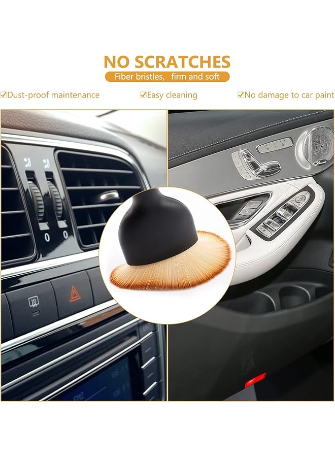 الثلاثة الكبار فرشاة تنظيف داخلية للسيارة مع غطاء، فرش تنظيف السيارة، فرشاة ناعمة لإزالة الشعر الداخلي للسيارة، فرشاة السيارة، فرشاة تنظيف السيارة، فرشاة تنظيف داخلية للسيارة، خالية من الخدوش، قطعتان - Image 2