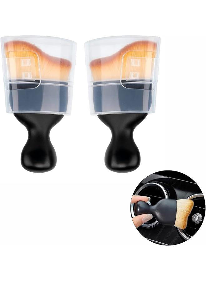 الثلاثة الكبار فرشاة تنظيف داخلية للسيارة مع غطاء، فرش تنظيف السيارة، فرشاة ناعمة لإزالة الشعر الداخلي للسيارة، فرشاة السيارة، فرشاة تنظيف السيارة، فرشاة تنظيف داخلية للسيارة، خالية من الخدوش، قطعتان - Image 1