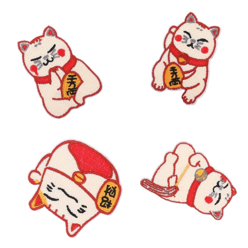 Beaupretty 4pcs Self-Adhesive Cat Embroidery Patches for Clothing Bags Backpack Decor - Image 2