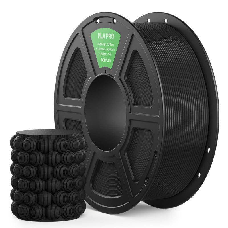 DEEPLEE PLA PRO Filament 1.75mm, Stronger Toughness 3D Printer Filament, PLA Filament Dimensional Accuracy +/- 0.02 mm, Neatly Wound, Fits Most FDM 3D Printer, 1KG Black - Image 1