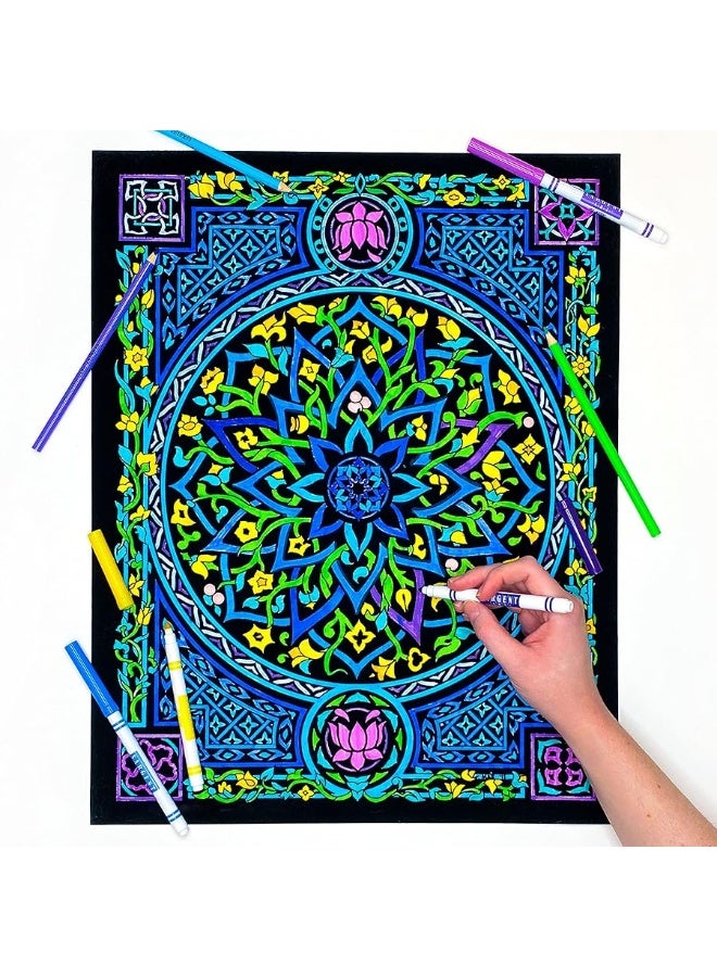 Stuff2Color Lotus - Fuzzy Velvet Detailed Coloring Poster (All Ages Coloring Fun - Poster Arrives Uncolored) Great for Quiet Time Activity  - Image 1