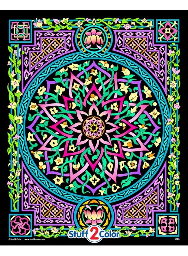 Stuff2Color Lotus - Fuzzy Velvet Detailed Coloring Poster (All Ages Coloring Fun - Poster Arrives Uncolored) Great for Quiet Time Activity  - Image 2