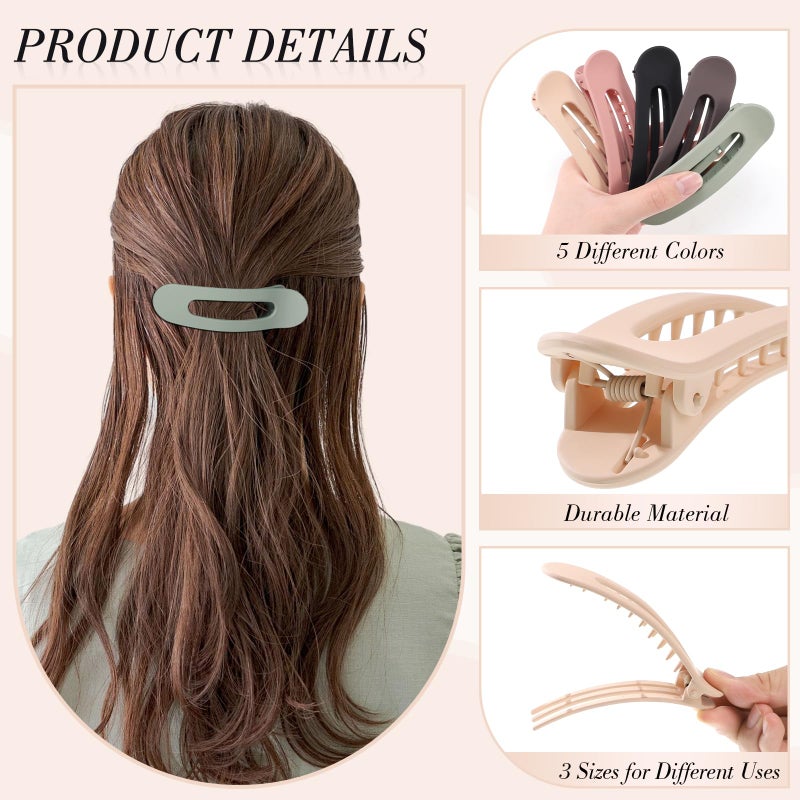 obeoby 15 PCS Flat Claw Clips, 5 Colors Flat Hair Clips 3 Sizes Hair Claws for Women Girls Accessories Barrettes for thick Thin Hair Easter Basket Stuffers Gifts - Image 4