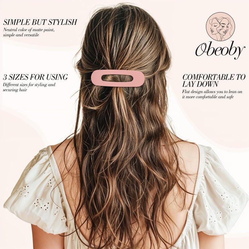 obeoby 15 PCS Flat Claw Clips, 5 Colors Flat Hair Clips 3 Sizes Hair Claws for Women Girls Accessories Barrettes for thick Thin Hair Easter Basket Stuffers Gifts - Image 5