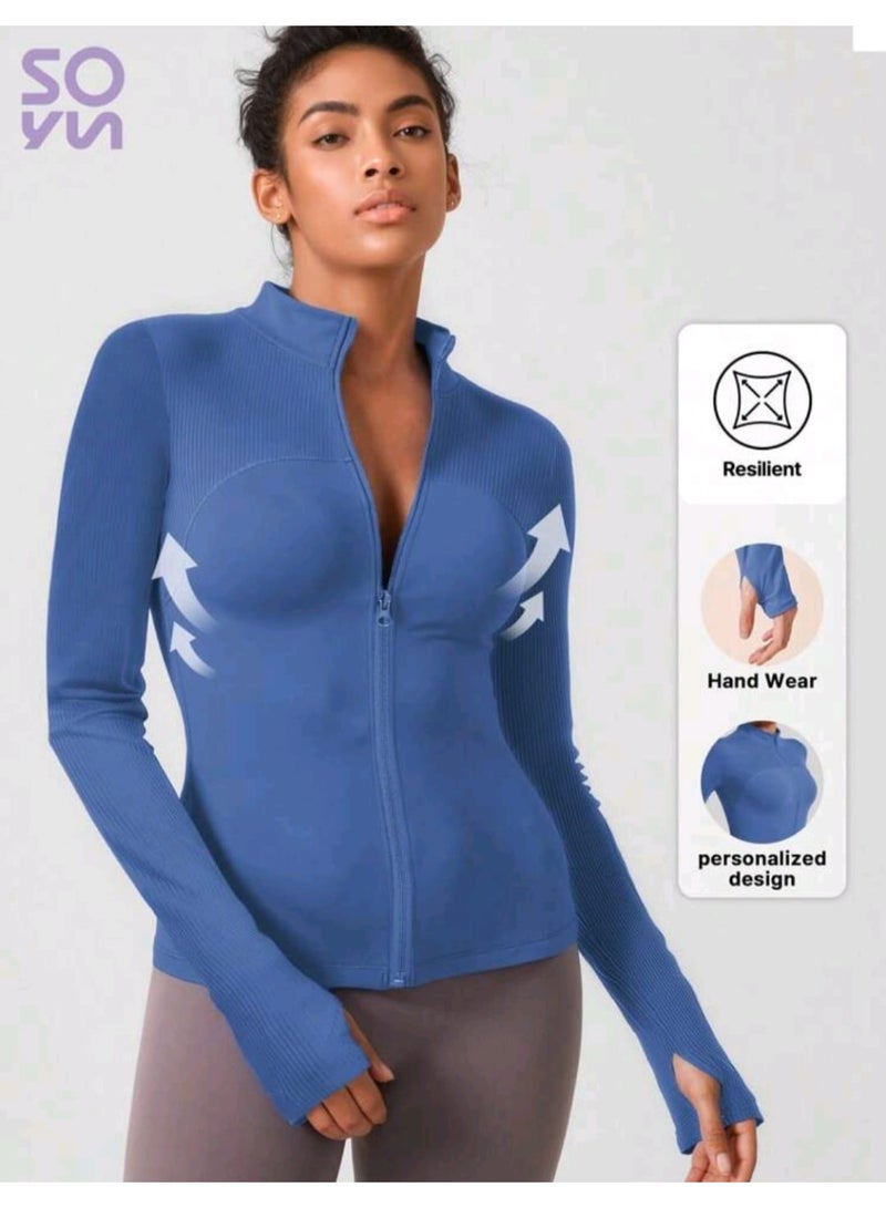 SHEIN Women's Jacket Striped Slim Fit Suitable For Outdoor Activities - Image 1