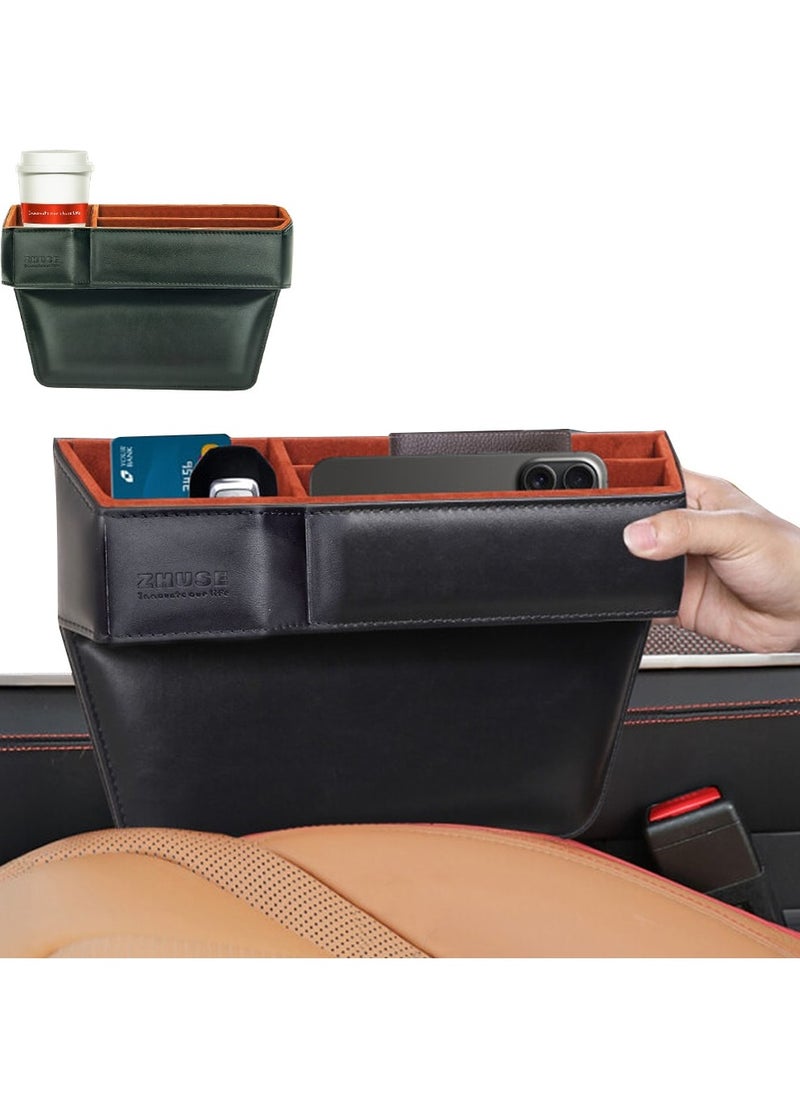 Arabian Gear - Multifunctional Car Seat Slot Storage Box, Car Slot Storage Box Organizing Box, Car Seat Gap Organizer & Console Storage Box - Premium PU Leather - Cup Holder, Extra Storage for Cards, Keys, Coins - Universal Fit - Keep Your Car Neat - Image 1