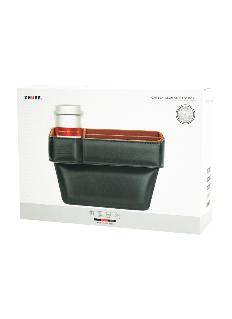 Arabian Gear - Multifunctional Car Seat Slot Storage Box, Car Slot Storage Box Organizing Box, Car Seat Gap Organizer & Console Storage Box - Premium PU Leather - Cup Holder, Extra Storage for Cards, Keys, Coins - Universal Fit - Keep Your Car Neat - Image 1