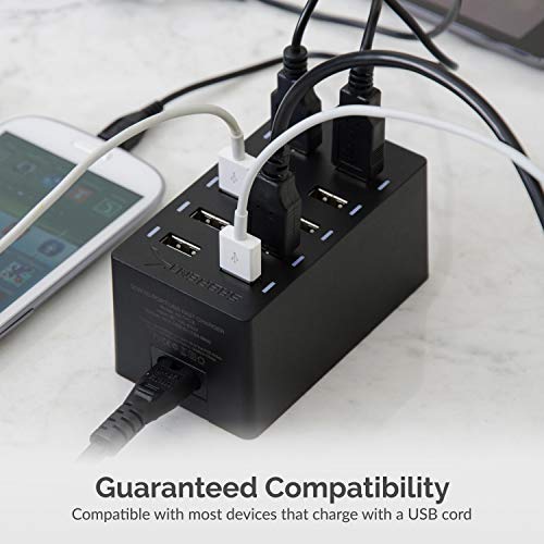 Sabrent 60 Watt (12 Amp) 10-Port [UL Certified] Family-Sized Desktop USB Rapid Charger. Smart USB Ports with Auto Detect Technology [Black] (AX-TPCS) - Image 5