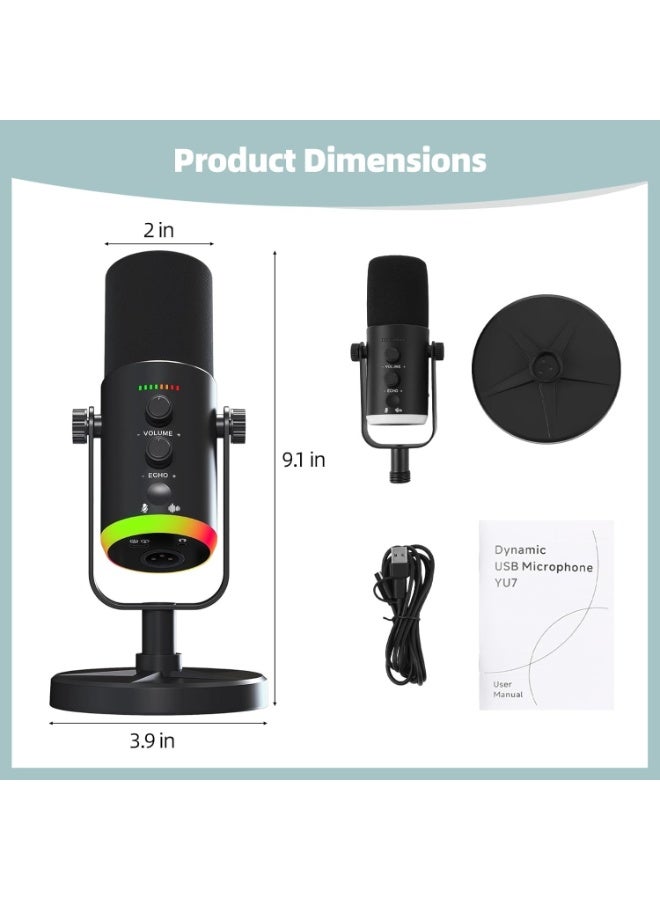 SUNEX XLR/USB Dynamic RGB Microphone with Noise Reduction, Volume Control, Metal Build for Gaming, Recording & Streaming - Image 2