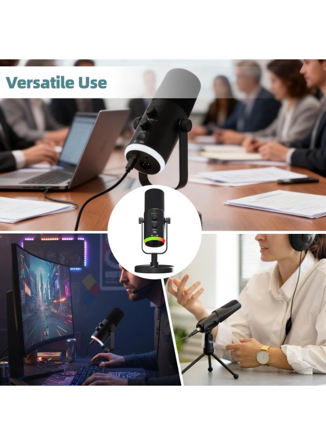 SUNEX XLR/USB Dynamic RGB Microphone with Noise Reduction, Volume Control, Metal Build for Gaming, Recording & Streaming - Image 5