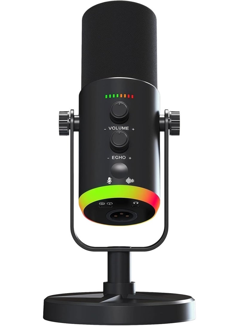 SUNEX XLR/USB Dynamic RGB Microphone with Noise Reduction, Volume Control, Metal Build for Gaming, Recording & Streaming - Image 1