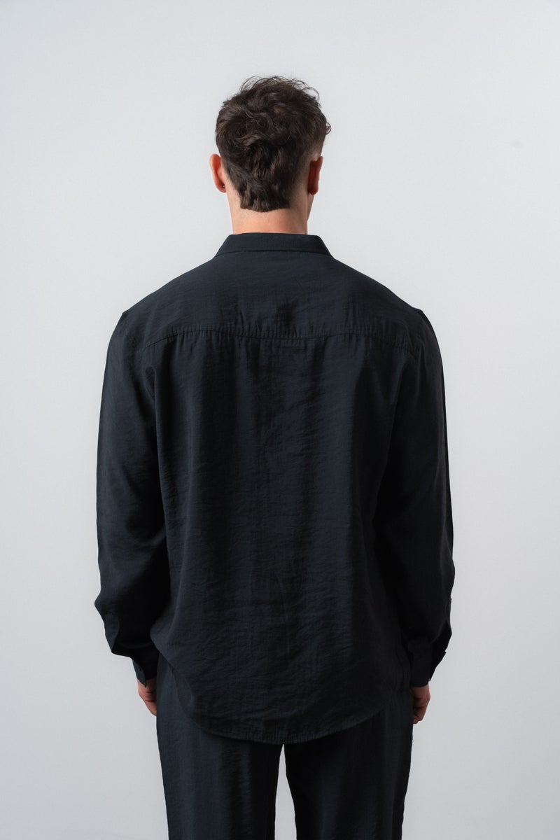RESPIRE Men's RS Long Sleeve Modal Oversize Shirt Black - Image 5