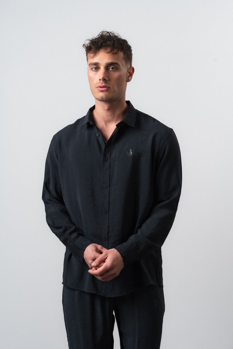 RESPIRE Men's RS Long Sleeve Modal Oversize Shirt Black - Image 1