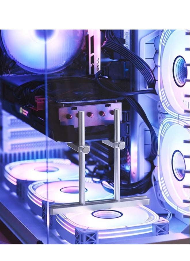 ماركة غير محددة حامل بطاقة الرسوميات GPU، حامل GPU قابل للتعديل من الألمنيوم لتعزيز دعم انحدار بطاقة الرسوميات، حامل بطاقة الفيديو GPU مع قاعدة مزدوجة (فضي 128 مم)  - Image 2