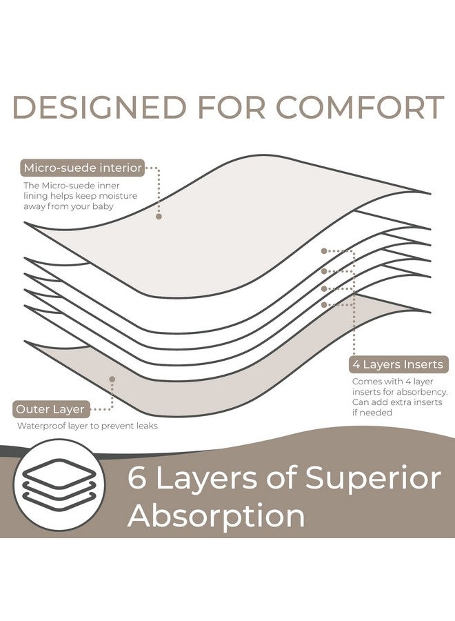 Nora's Nursery Cloth Diapers 7 Pack With 7 Bamboo Inserts & 1 Wet Bag Waterproof Cover Washable Reusable & One Size Adjustable Pocket Diapers For Newborns And Toddlers Down To Earth - Image 5