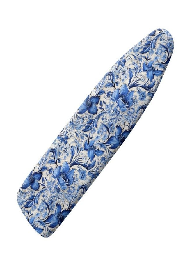 Daulesho Damask Flower Homes Replacement Ironing Board Cover Blue Magnolia Flower Adjustable Elastic Edge Fit, Blue White Porcelain Floral Stain Resistant, Easy Installation - Image 1