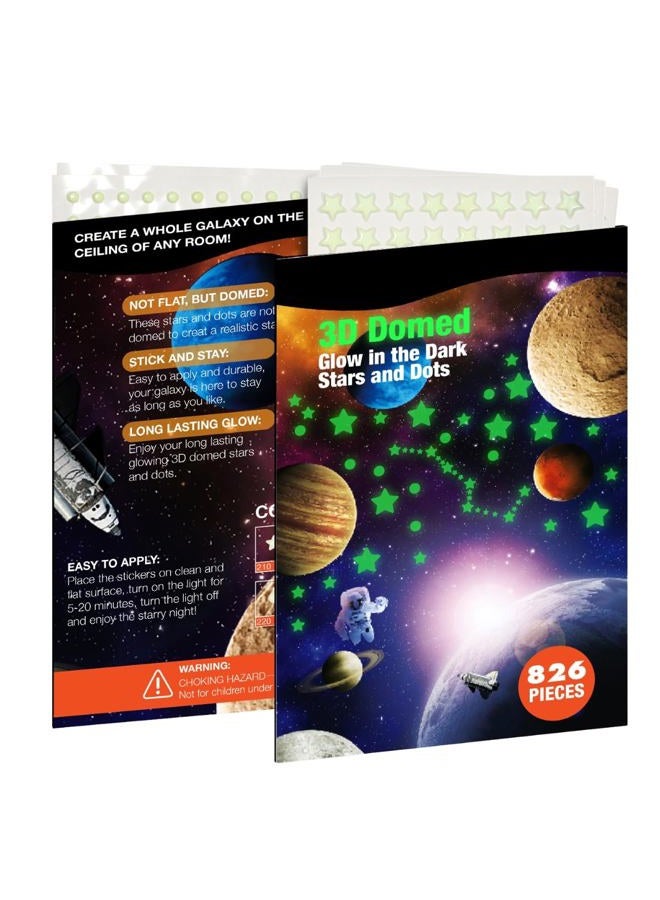 GLOCARNIVAL (3D Glow Dots and Stars) - Realistic 3D Domed Glow in The Dark Stars, 826pcs Glow Dots and Stars, Adhesive Glow Stars for Kids Bedroom,Luminous Stars Stickers Create a Realistic Starry Sky,Room Dec... - Image 1