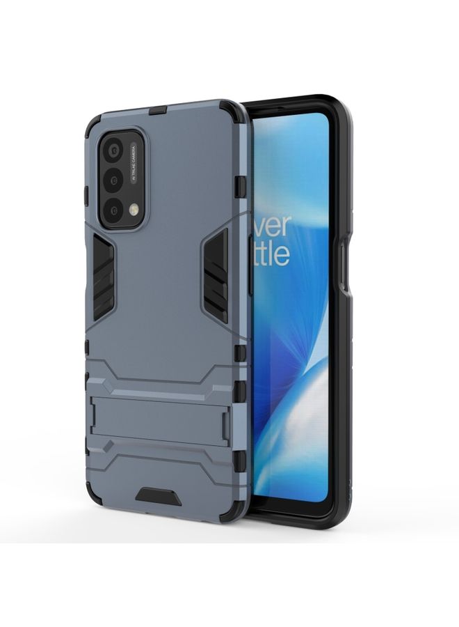 Case Cover For For OnePlus Nord N200 5G PC + TPU Shockproof Protective Case with Holder(Navy Blue)