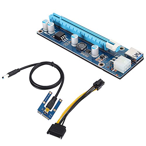 Mrisata Mini PCI E to PCI Express16x Extender Riser Adapter, with SATA Power Cord Converter for Video Card Mining, Adopt 4 Solid State Capacitors, 6pin Interface on The Graphics Card - Image 4