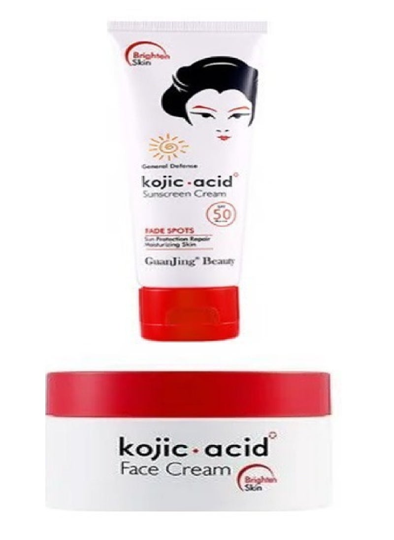 GuanJing Beauty - Kojic Acid Face Cream 50 g And Sunscreen Cream 50 SPF 80 g - Image 1