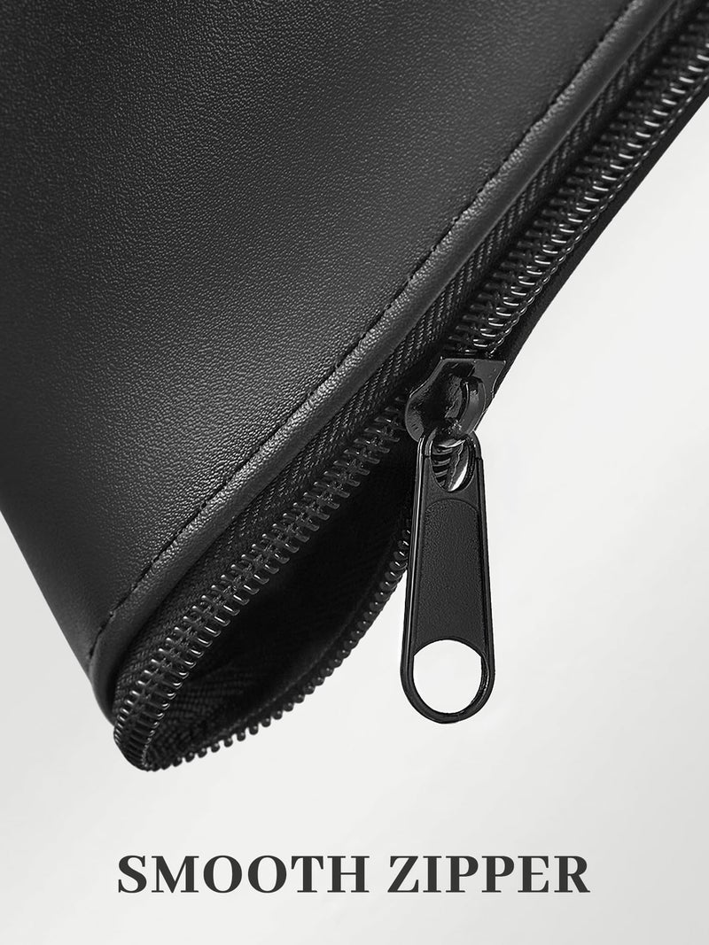 SMARTAKE Money Bags with Zipper, 2-Pack Bank Bags with Label, Waterproof Leather Money Pouches, for Cash Coin Bill Invoice Deposit Receipt Storage and Organize, 11.5 x 6.2 Inches (Black) - Image 5