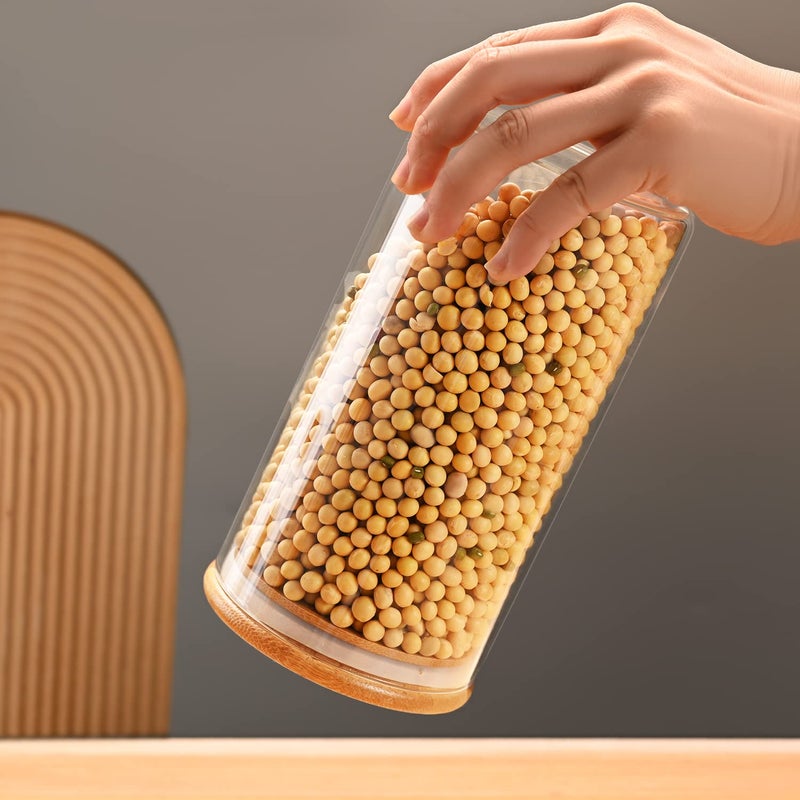 umieo 50oz (1400ml) Glass Jar with Lid Airtight Food Storage Container Bamboo Large Clear Canisters Hold Coffee Beans Candy Nuts Sugar - Image 3