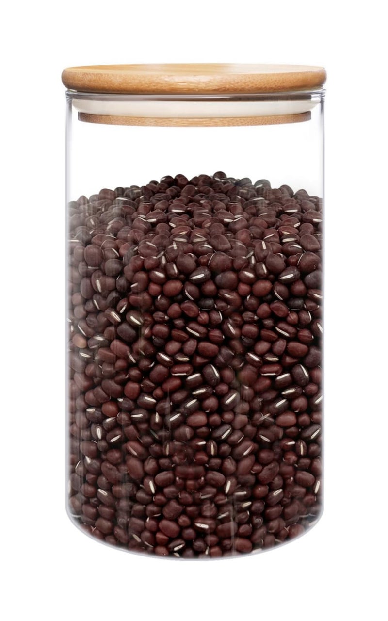 umieo 50oz (1400ml) Glass Jar with Lid Airtight Food Storage Container Bamboo Large Clear Canisters Hold Coffee Beans Candy Nuts Sugar - Image 1