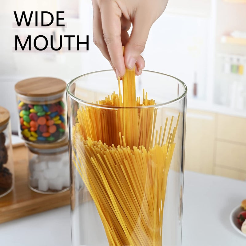 umieo 50oz (1400ml) Glass Jar with Lid Airtight Food Storage Container Bamboo Large Clear Canisters Hold Coffee Beans Candy Nuts Sugar - Image 2