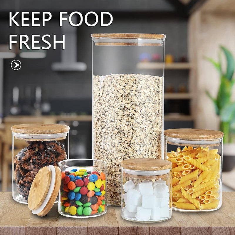 umieo 50oz (1400ml) Glass Jar with Lid Airtight Food Storage Container Bamboo Large Clear Canisters Hold Coffee Beans Candy Nuts Sugar - Image 5