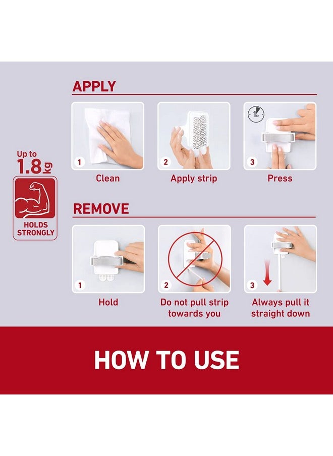 Command Broom Gripper,1 Hook And 2 Strips,Self Adhesive,Damage Free Walls, Holds 1.8Kg,White  - Image 5