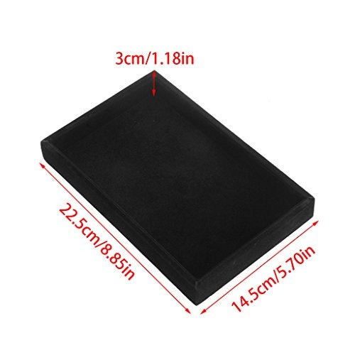 Youngy Velvet Jewelry Tray, Stackable Showcase Display Organizer for Ring Earring Necklace Pendants Bracelet Purple Red - Image 3