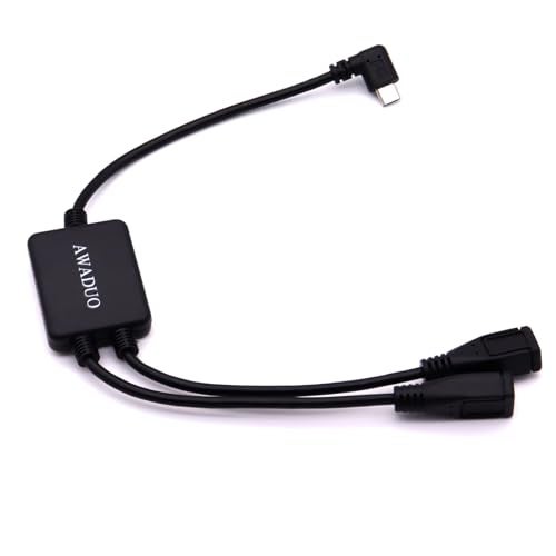 AWADUO 90 Degree Micro USB Male to Female Splitter 1 in 2 Out,Micro USB 1 to 2 Y Splitter Cable High Speed Charging Cable 30cm Length - Image 2