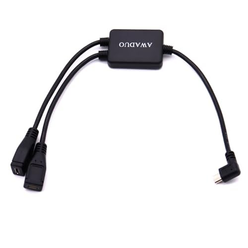 AWADUO 90 Degree Micro USB Male to Female Splitter 1 in 2 Out,Micro USB 1 to 2 Y Splitter Cable High Speed Charging Cable 30cm Length - Image 3