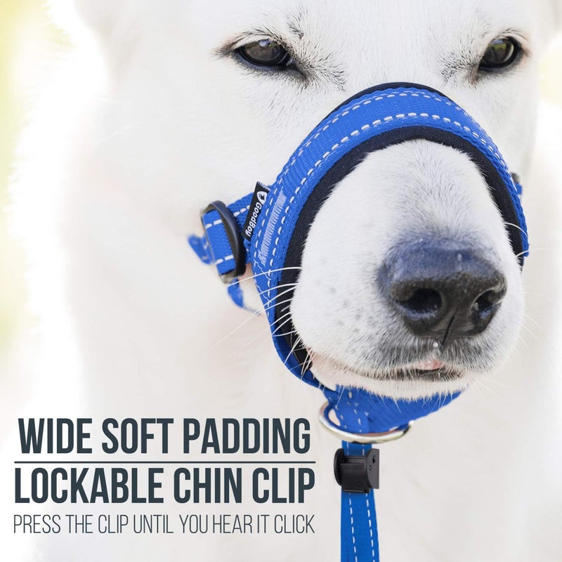 GoodBoy Dog Head Halter with Safety Strap - Stops Heavy Pulling On The Leash - Padded Headcollar for Small Medium and Large Dog Sizes - Head Collar Training Guide Included (Size 4, Blue Nylon) - Image 3