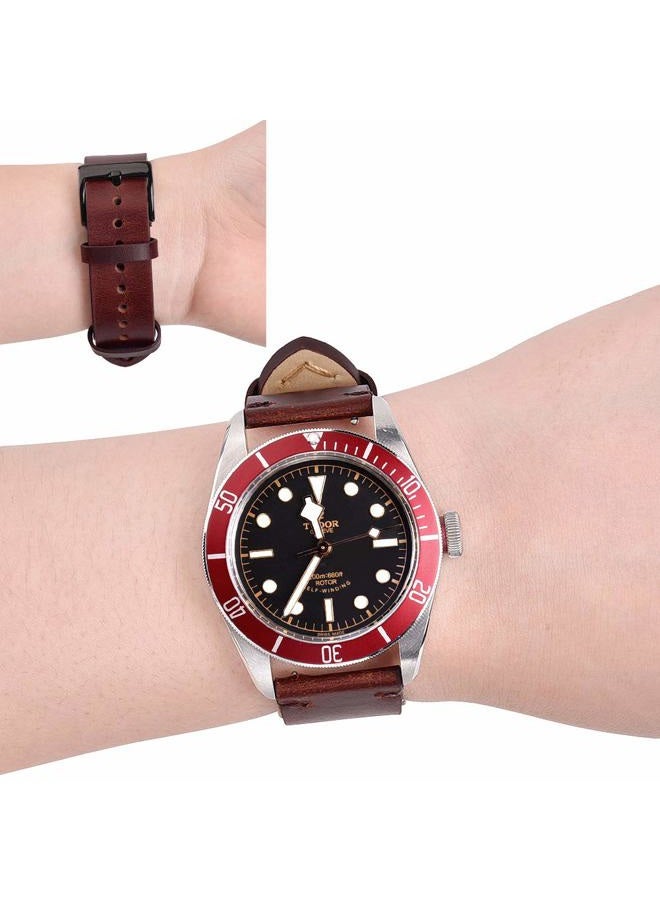 Ritche Quick Release Leather Watch Band 18mm 20mm 22mm Genuine Watch Strap for Men and Women, Coffee/Black, 20mm, Classic - Image 3