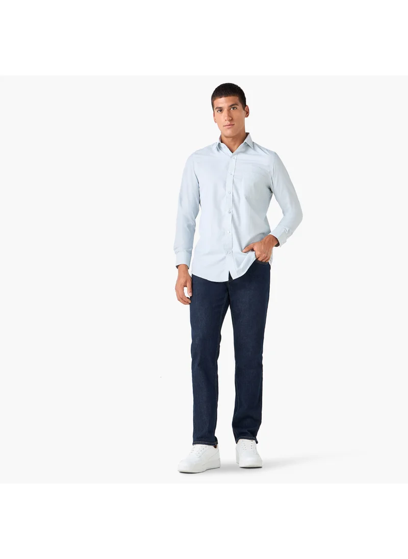 فاف Regular Fit Checked Shirt with Collar and Long Sleeves
