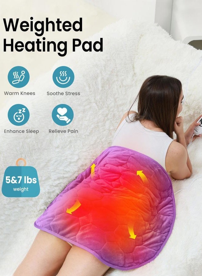 immtree Weighted Heating Pad 7lbs for Deeper Pain Relief, XXXL Size(29x24) with Fast Heat Technology, Lap Blankets for Adults, Heating Pad for Period Cramps, Back and Knee, Purple, Thoutful Gift - Image 2
