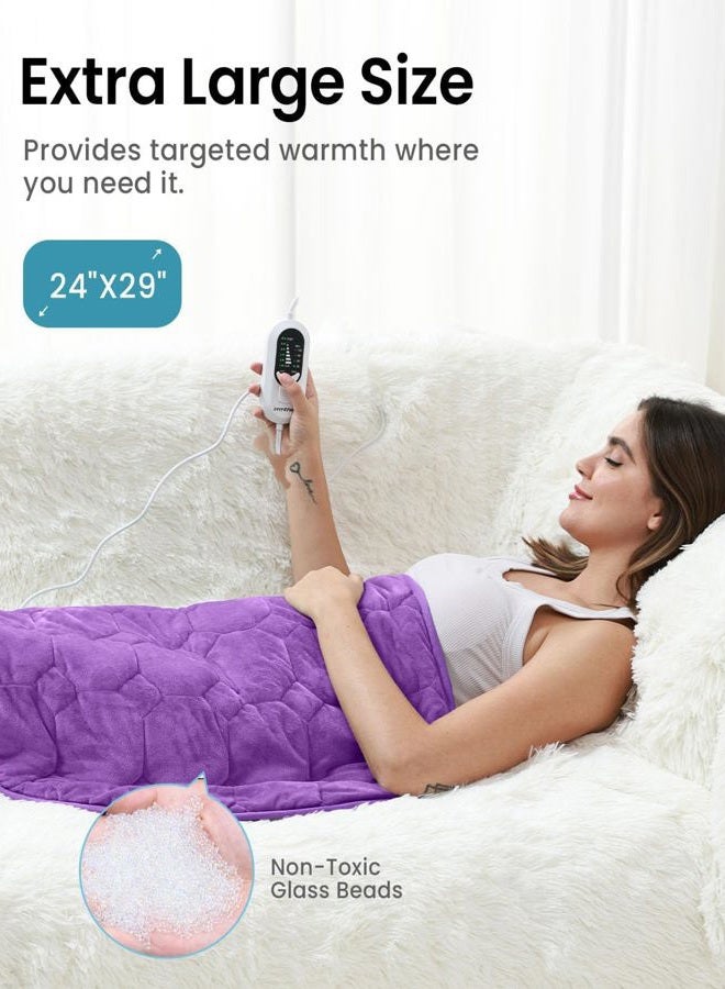 immtree Weighted Heating Pad 7lbs for Deeper Pain Relief, XXXL Size(29x24) with Fast Heat Technology, Lap Blankets for Adults, Heating Pad for Period Cramps, Back and Knee, Purple, Thoutful Gift - Image 3