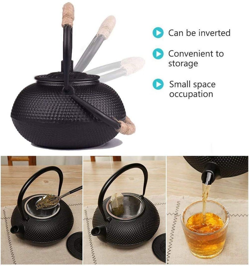 Hwagui - Japanese Cast Iron Teapot With Stainless Steel Infuser For Loose Leaf Tea And Teabags, Cast Iron Tea Kettle Stovetop Safe, 600ml/20oz - Image 3